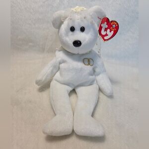 MRS Ty Beanie Babies White Wedding Bride Bear Stuffed Toy 2001
